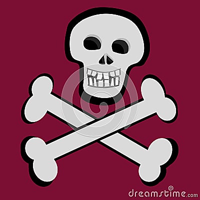 Smiling skull and cross bones.Â  Stock Photo